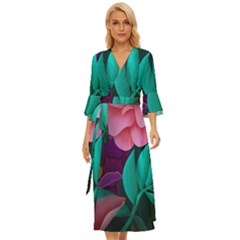 Eaves, Mate, Pink, Purple, Stock Wall Midsummer Wrap Dress