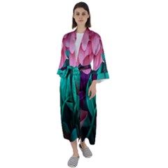 Eaves, Mate, Pink, Purple, Stock Wall Maxi Satin Kimono