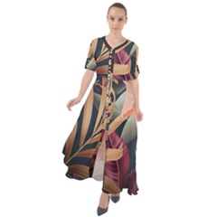 Flowers, Green, Hold, Huawei Waist Tie Boho Maxi Dress