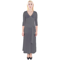 Gray, Color, Background, Monochrome, Minimalism Quarter Sleeve Wrap Maxi Dress