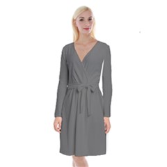Gray, Color, Background, Monochrome, Minimalism Long Sleeve Velvet Front Wrap Dress