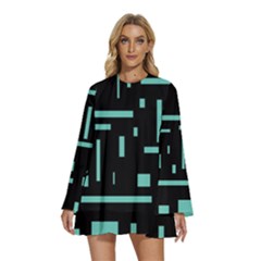 Rectangles, Cubes, Forma Round Neck Long Sleeve Bohemian Style Chiffon Mini Dress