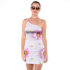 Springpurple Flower On A Purple Background One Shoulder Ring Trim Bodycon Dress