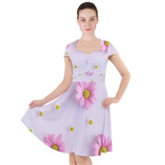 Springpurple Flower On A Purple Background Cap Sleeve Midi Dress