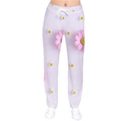 Springpurple Flower On A Purple Background Women Velvet Drawstring Pants