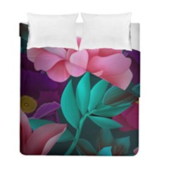Flowers, Mate, Pink, Purple, Stock Wall Duvet Cover Double Side (full/ Double Size)