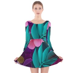 Flowers, Mate, Pink, Purple, Stock Wall Long Sleeve Velvet Skater Dress