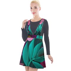 Flowers, Mate, Pink, Purple, Stock Wall Plunge Pinafore Velour Dress
