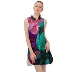 Flowers, Mate, Pink, Purple, Stock Wall Sleeveless Shirt Dress