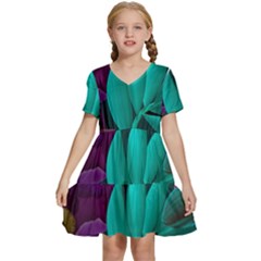 Flowers, Mate, Pink, Purple, Stock Wall Kids  Short Sleeve Tiered Mini Dress