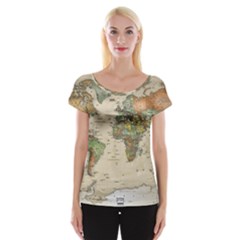 Vintage World Map Aesthetic Cap Sleeve Top