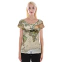 Vintage World Map Aesthetic Cap Sleeve Top View1