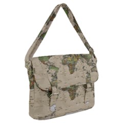 Vintage World Map Aesthetic Buckle Messenger Bag by Cemarart