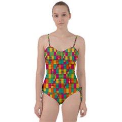 Abstract-background Sweetheart Tankini Set