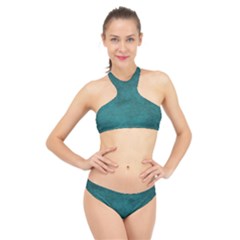Background Green High Neck Bikini Set