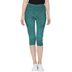 Background Green Inside Out Lightweight Velour Capri Leggings 
