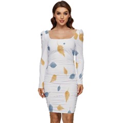 Background-24 Women Long Sleeve Ruched Stretch Jersey Dress