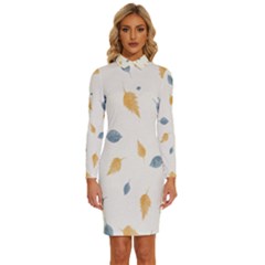 Background-24 Long Sleeve Shirt Collar Bodycon Dress