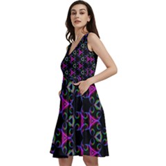 Background-36 Sleeveless V-neck Skater Dress With Pockets