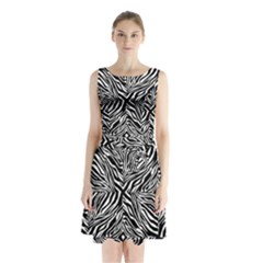 Design-85 Sleeveless Waist Tie Chiffon Dress