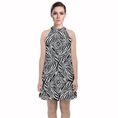 Design-85 Velvet Halter Neckline Dress 