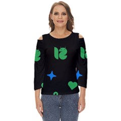 Wallpaper Cut Out Wide Sleeve Top