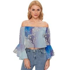 Huawei Off Shoulder Flutter Bell Sleeve Top
