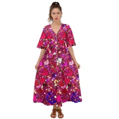 Pink Glitter, Cute, Girly, Glitter, Pink, Purple, Sparkle Kimono Sleeve Boho Dress