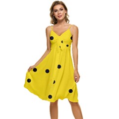 Punch Hole, Black Hole Sleeveless Tie Front Chiffon Dress
