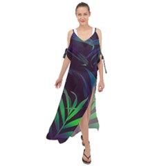 Tree Leaves Maxi Chiffon Cover Up Dress
