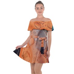 Water Screen Off Shoulder Velour Dress