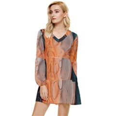 Water Screen Tiered Long Sleeve Mini Dress