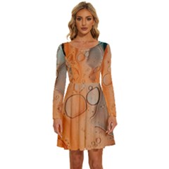 Water Screen Long Sleeve Wide Neck Velvet Dress