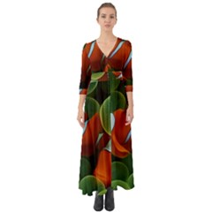 Fish Button Up Boho Maxi Dress