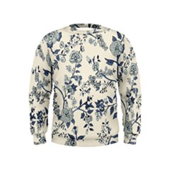 Blue Vintage Background, Blue Roses Patterns Kids  Sweatshirt