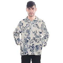 Blue Vintage Background, Blue Roses Patterns Men s Half Zip Pullover