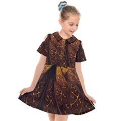 Gold, Golden Background Kids  Short Sleeve Shirt Dress
