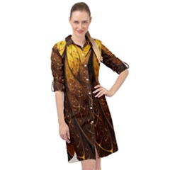 Gold, Golden Background Long Sleeve Mini Shirt Dress by nateshop