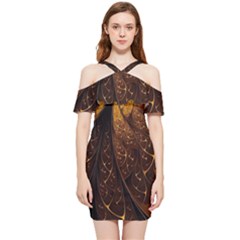 Gold, Golden Background Shoulder Frill Bodycon Summer Dress