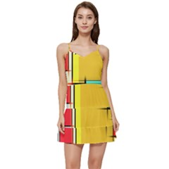 Multicolored Retro Abstraction%2 Short Frill Dress
