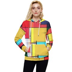 Multicolored Retro Abstraction%2 Women s Lightweight Drawstring Hoodie