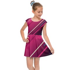 Pink-blue Retro Background, Retro Backgrounds, Lines Kids  Cap Sleeve Dress
