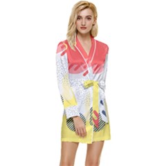 Red White Blue Retro Background, Retro Abstraction, Colored Retro Background Long Sleeve Satin Robe