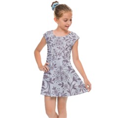 Retro Floral Texture, Beige Floral Retro Background, Vintage Texture Kids  Cap Sleeve Dress