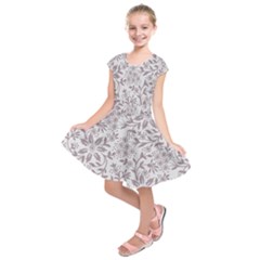 Retro Floral Texture, Beige Floral Retro Background, Vintage Texture Kids  Short Sleeve Dress