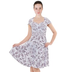 Retro Floral Texture, Beige Floral Retro Background, Vintage Texture Cap Sleeve Midi Dress