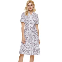 Retro Floral Texture, Beige Floral Retro Background, Vintage Texture Button Top Knee Length Dress