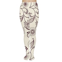 Retro Floral Texture, Light Brown Retro Background Tights