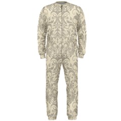 Retro Texture With Ornaments, Vintage Beige Background Onepiece Jumpsuit (men)