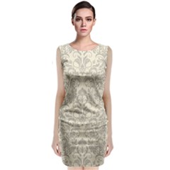 Retro Texture With Ornaments, Vintage Beige Background Classic Sleeveless Midi Dress